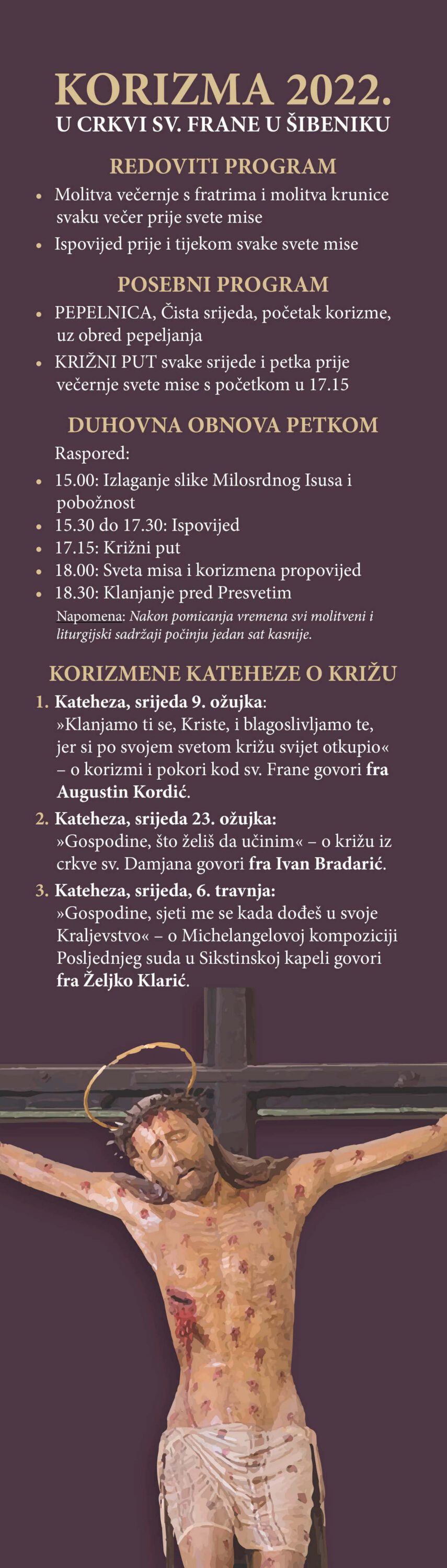 Korizma 2022. - raspored
